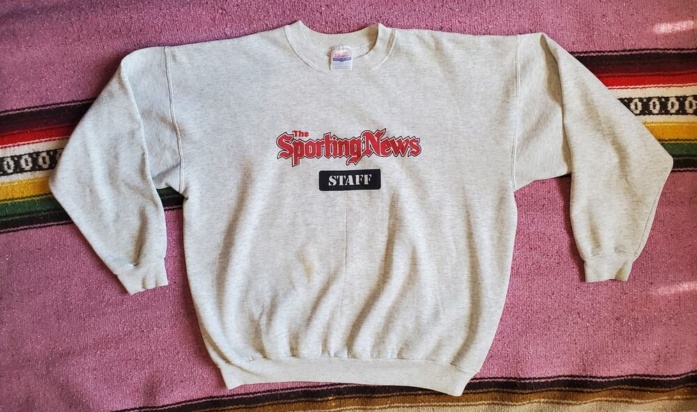 Vintage The Sporting News Staff Gray Pullover Sweater XL